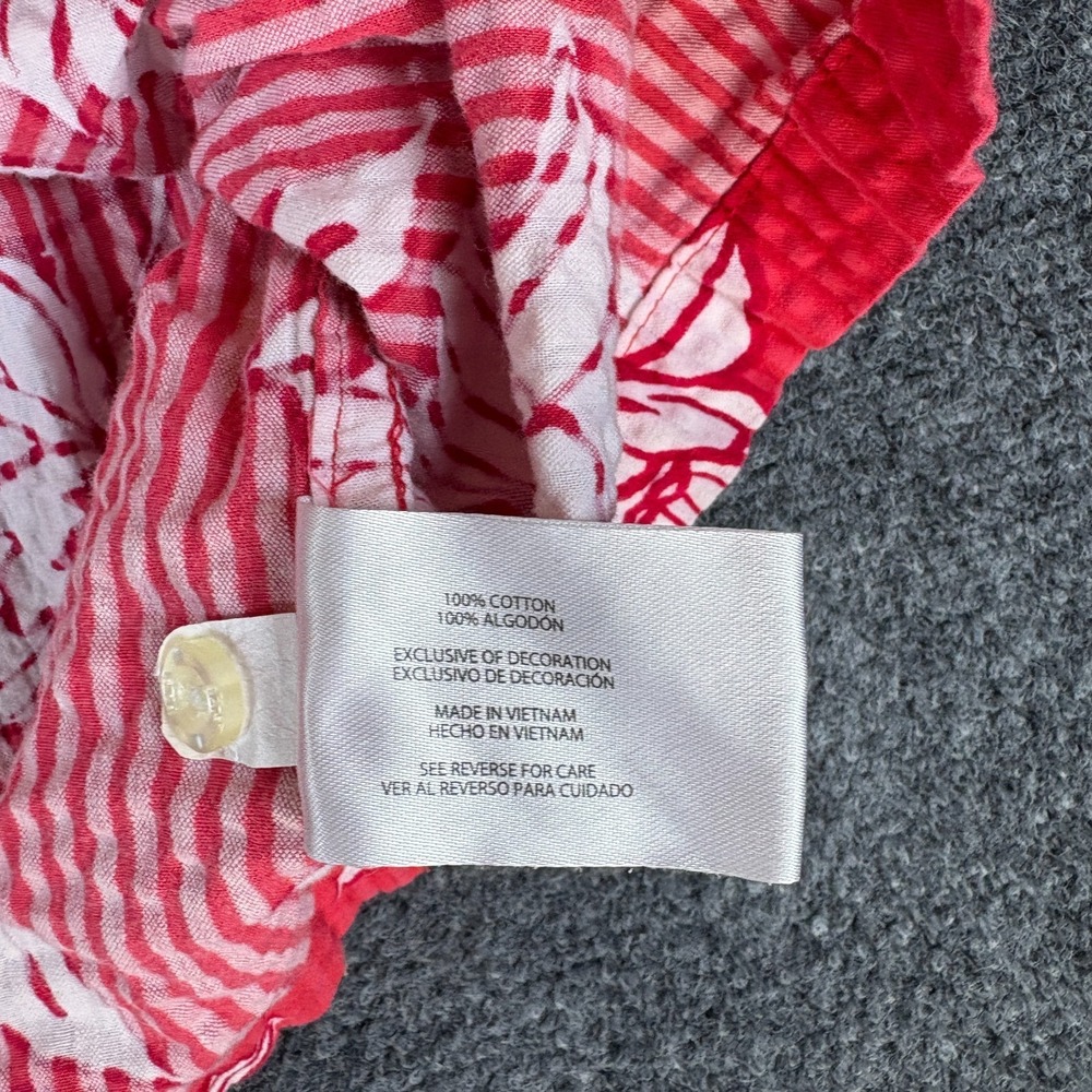Gap Seersucker Shirt Mens 2XL Red White Floral Cotton Short Sleeve Button Up - Picture 6 of 8